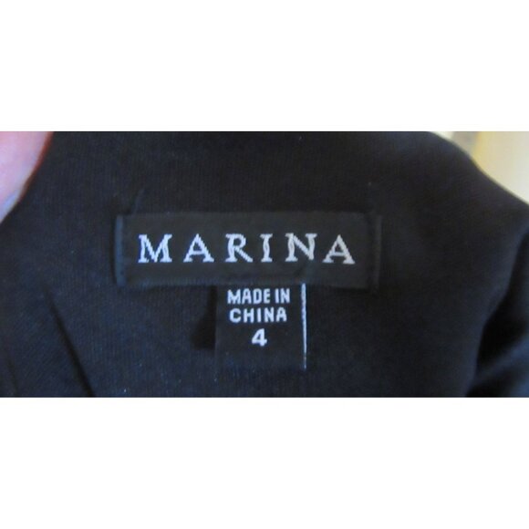 Marina Black Sleeveless Maxi Dress w Deep V-Neck & Draped Waist Size 4 - Picture 8 of 8